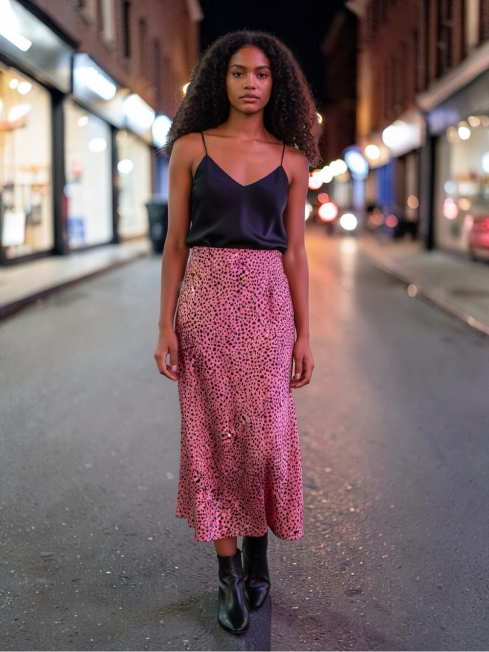 LOFT Pink Leopard-Print Midi Skirt